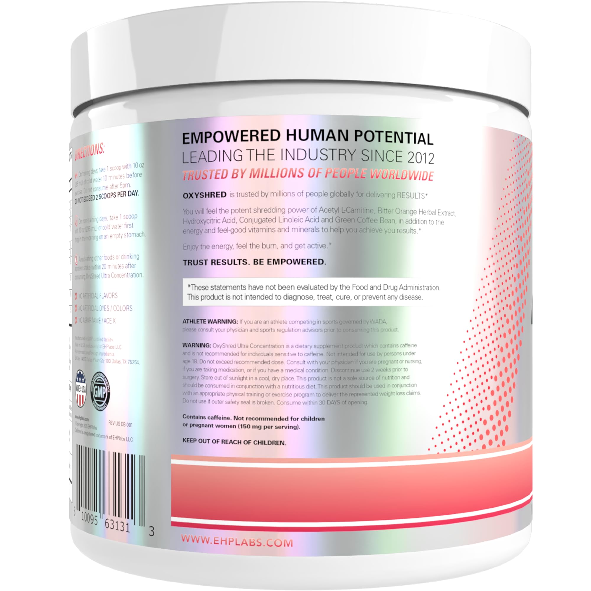 EHP LABS OxyShred Pre Workout Powder - Preworkout Powder with L Glutamine & Acetyl L Carnitine, Energy Boost Drink - Juicy Watermelon, 60 Servings — Amazon image 8