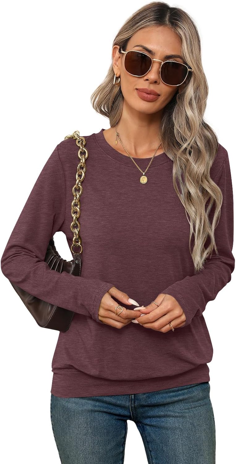 Womens Long Sleeve Shirts Casual Banded Hem Tops Basic Tees Spring Outfits Clothes 2026 - Image 4