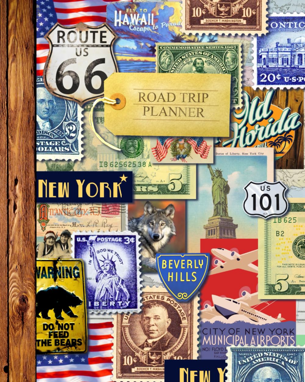 Road Trip Planner: Vacation Planner & Travel Journal / Diary for 4 Trips, with Checklists, Itinerary & more [ Softback * Large (8” x 10”) * American Roadtrip ] (Travel Gifts)