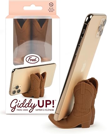 Genuine Fred Giddy UP Phone Stand, Brown, Cowboy Boot Tech Accessory, Fits Most Mobile Smartphones, Grippy Silicone, Fun Cowboy Boot Details