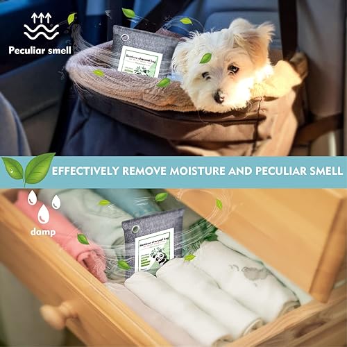 Miniatura 7 de Mayunuo Paquete de 15 absorbentes de olores de carbón activado, bolsa purificadora de aire de carbón de bambú fresco para el hogar, olor a humo,