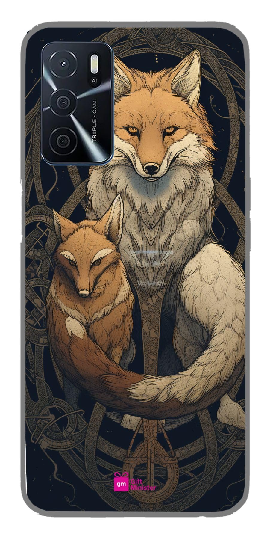 Silicone Designer Cover for Oppo A16 Blacknone - Drawing Wolf Snake Holding Infinity Symbol Inscription Gold Gray Limited Range Raw Finished Nets Clear Camera Protection 1Pcs 1696C