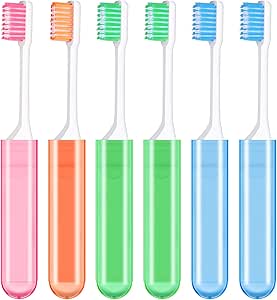 DesertCreations 6PCS Travel Toothbrush, Portable Folding Toothbrush Kit Mini Soft Toothbrushes with Box for Travel Camping Traveling School Business Adults Kids