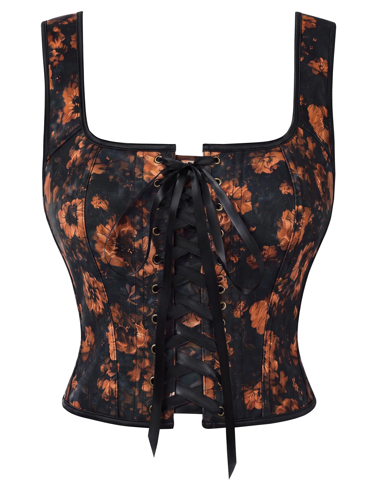 Scarlet Darkness Boned Waist Floral Renaissance Fairy Costume Corset Tops