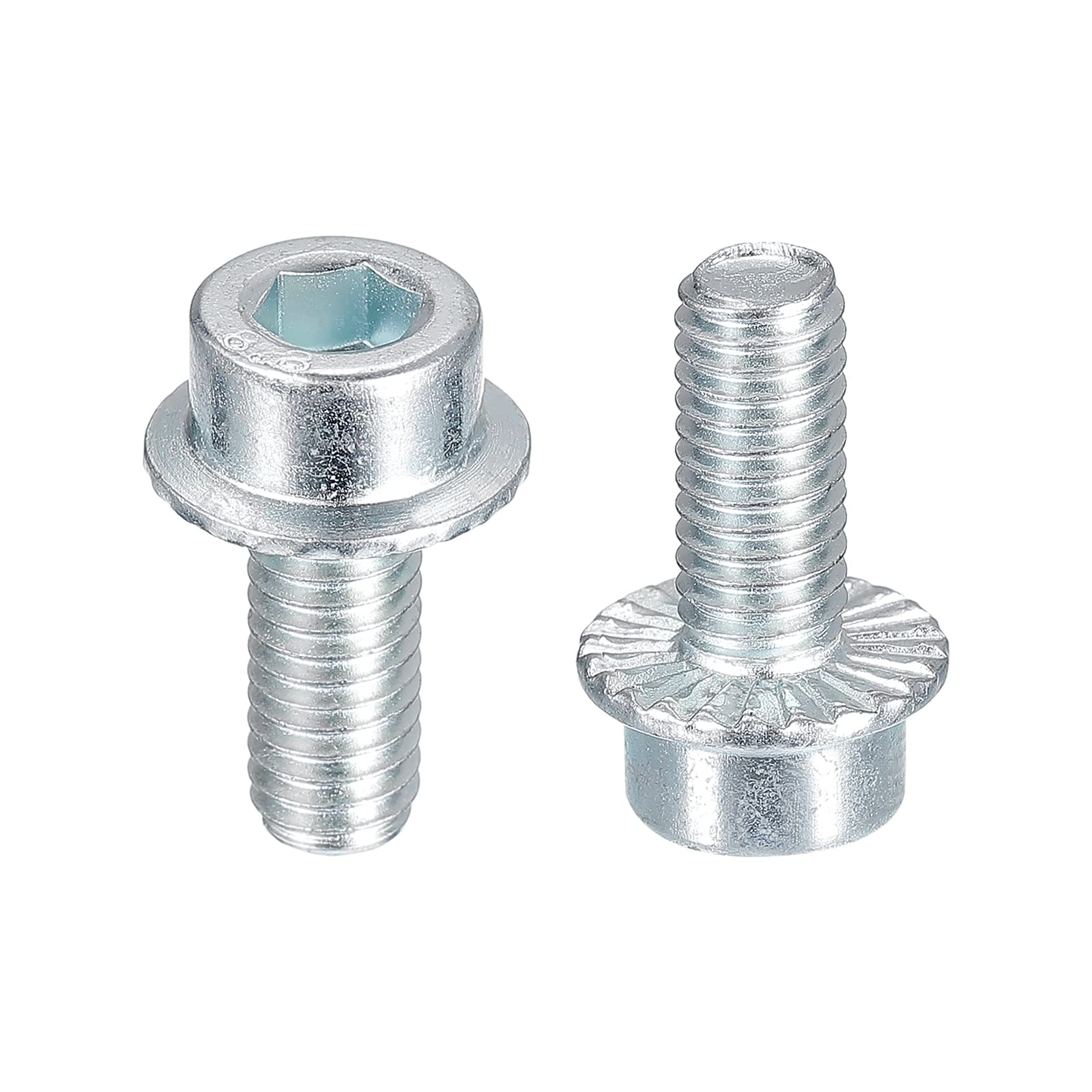 sourcing map Viti a testa cilindrica flangiata M6 x 14 mm, 10 viti a testa esagonale in acciaio al carbonio di grado 8,8, viti a flangia seghettata