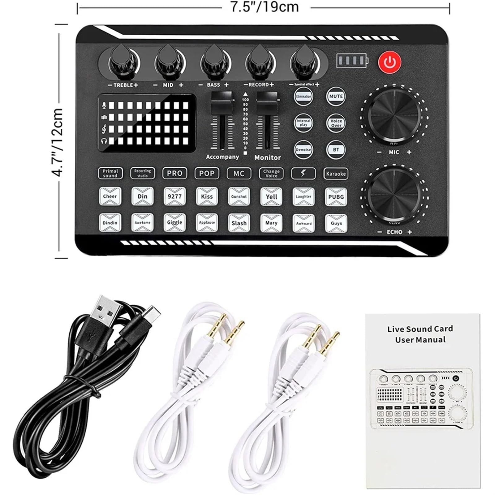 F998 Tarjeta de sonido en vivo Mezclador audio Podcast, cambiador voz for tablero efectos for micrófono Principiantes y profesionales.