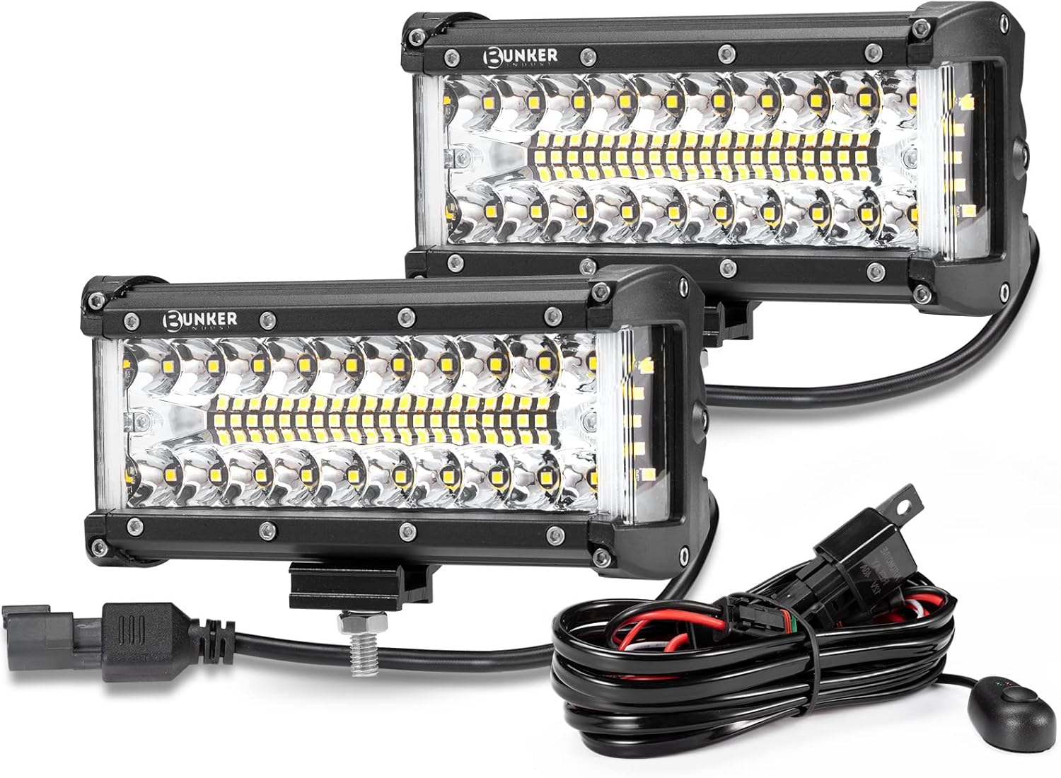 BUNKER INDUST 7inch LED Light Bar, 2 Pcs Side Shooter LED Light Pods