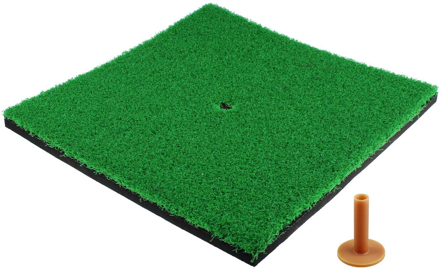 CRESTGOLF Golf Hitting Mats Indoor/Outdoor SBR Golf Mats with Rubber Tee Holder for Driving Range Practice, Backyard Use - Green, 12 x 12 Inch (Short Grass)