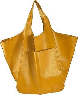 KlaOYer Oversized Leather Tote Bag Huge Capacity Work Hobo Pu Leather Bucket Purse And Handbag Large Soft Travel Shopping Bag