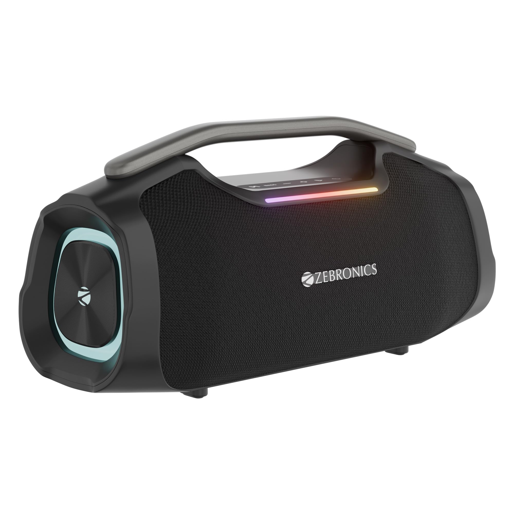Zebronics 50W Bluetooth Speaker, Dual 5.7cm Drivers, 8.9cm Subwoofer, Upto 5Hrs Playback, Dual Passive Radiators, RGB Modes, 6.3mm Mic Input, TWS, BT v5.3, USB, AUX, Type-C (Sound Feast 450)-image-48