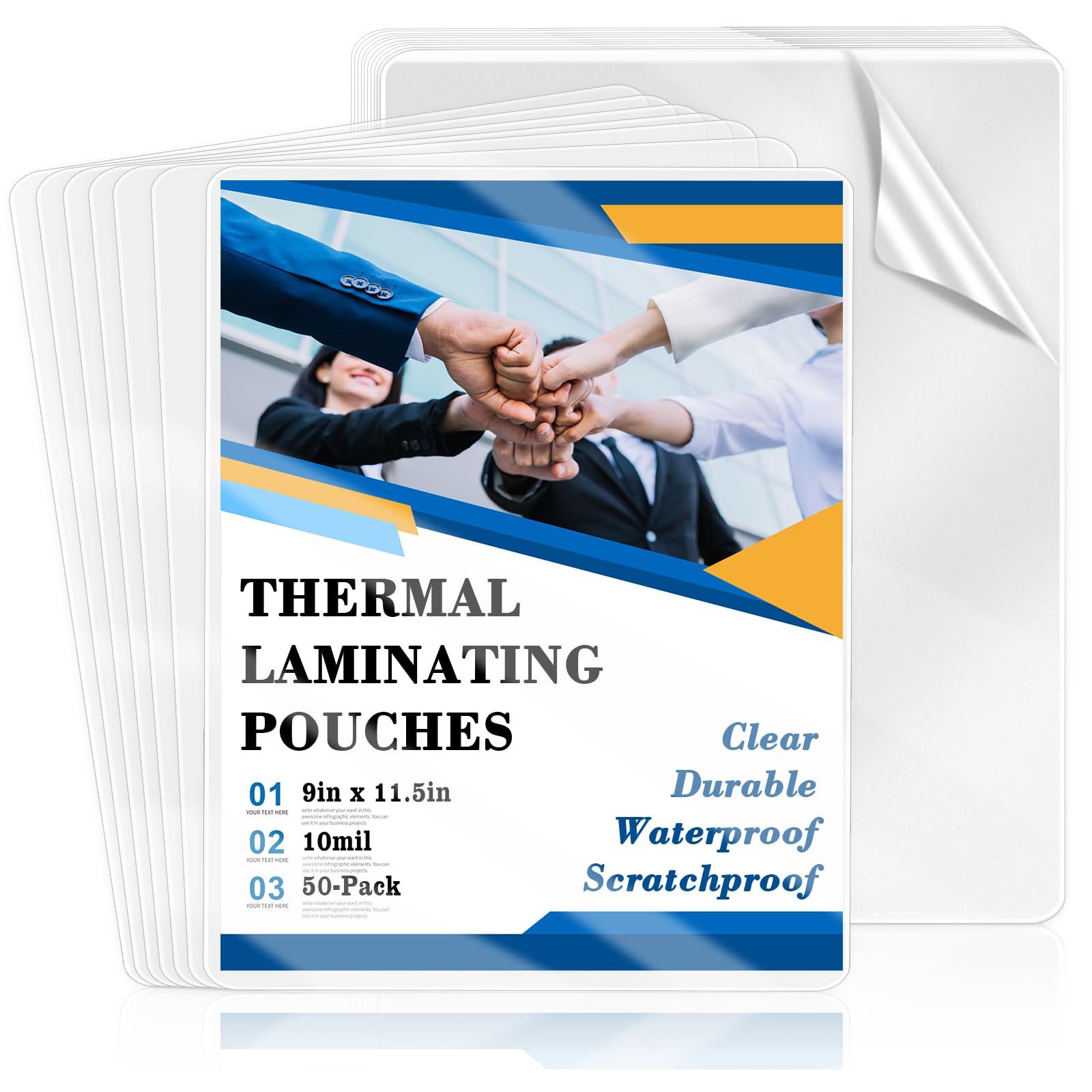 50 Pack 8.5x11inch 10mil Letter Size Laminating Sheets Thermal Laminating Pouches Laminator Sheets File Card Laminator Pouches 8.5x11inch for Work Permits Cards File Photos