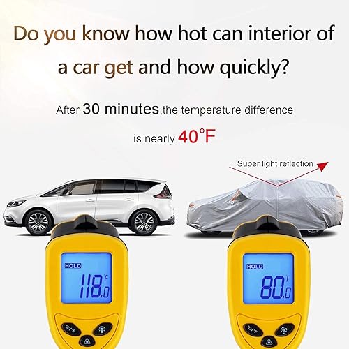 Miniatura 8 de Funda para automóvil con cremallera, 2 capas completas para automóvil, impermeable, protección UV, a prueba de nieve, polvo, funda universal para