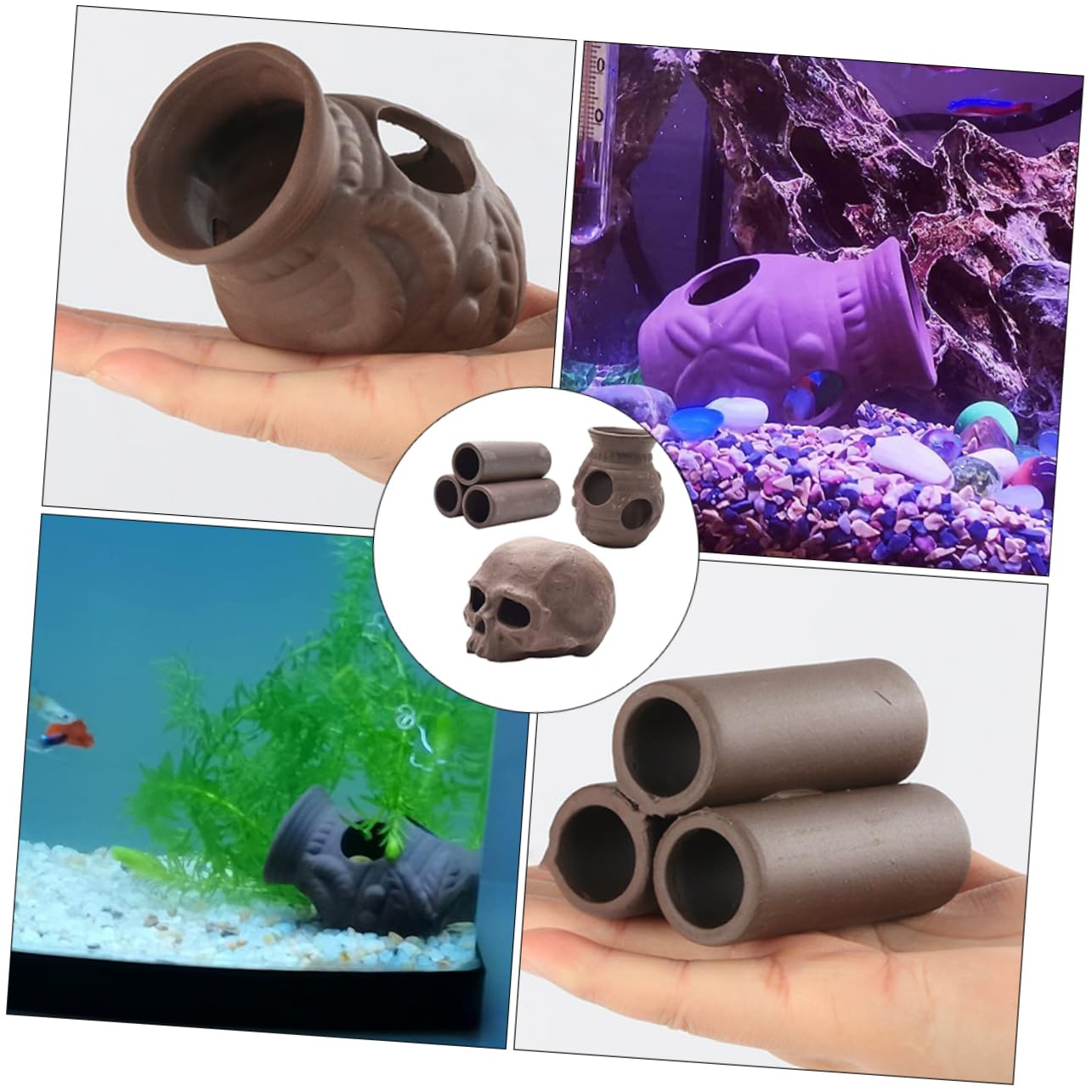 UPKOCH 6 Stück Aquarium Dekoration Teiliges Terrakotta Versteck Fischtank Versteckhöhlen Laichkasten Garnelen Versteck Höhle für Zucht und