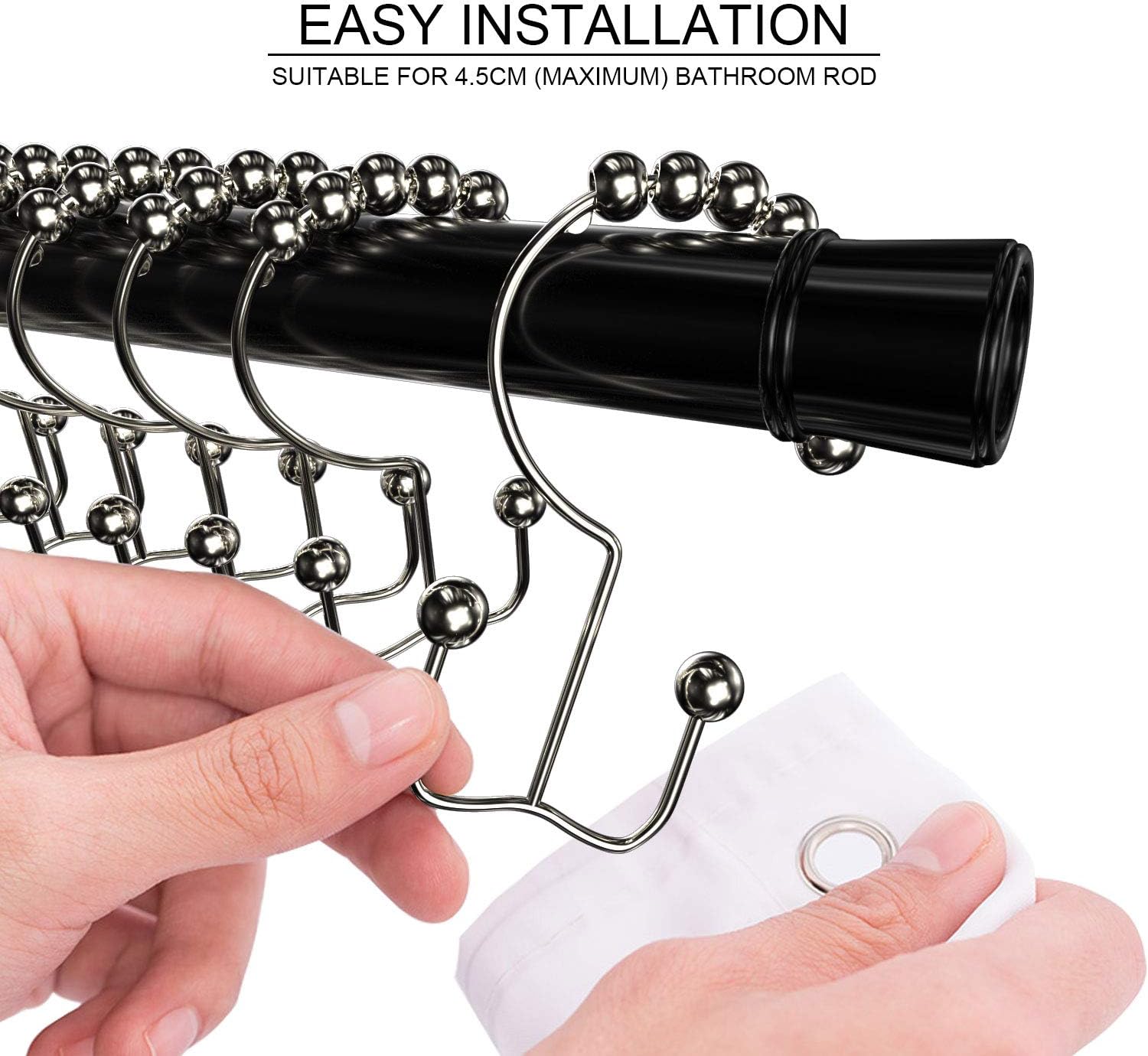 Teskyer Shower Curtain Hooks Rings, Rustproof Metal Double Glide Shower Curtain Rings for Bathroom Shower Rods Curtains, 12 Set : Home & Kitchen