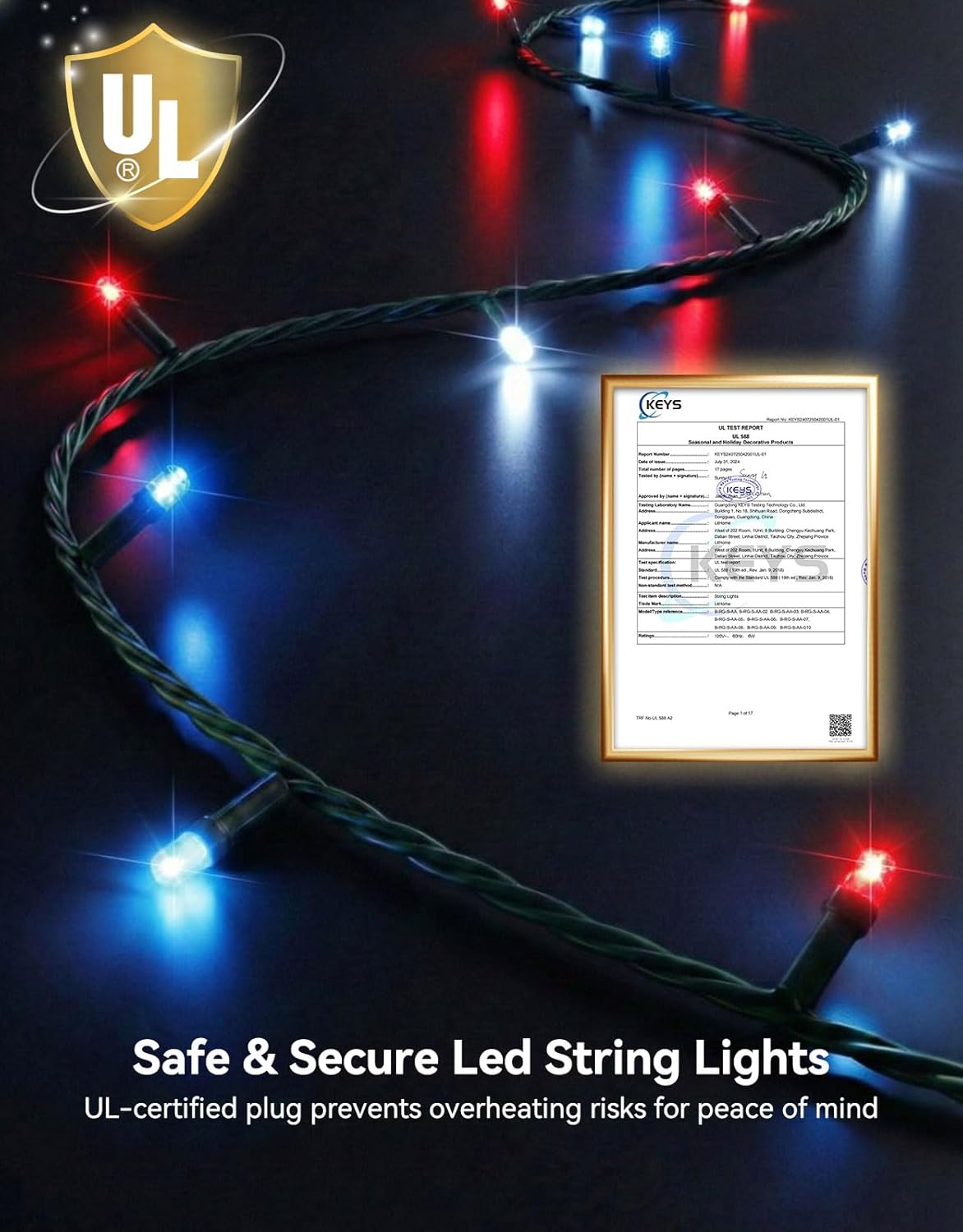 LitHome 4th of July Decorations Outdoor Waterproof, 99FT 300 LED String Lights Outdoor Red White and Blue, 8 Modes String Lights with Timer & Memory for Independence Day Tree Holiday Party