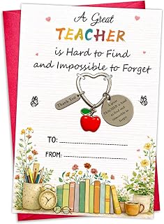 Teacher Appreciation Card with Keychain - Teacher Appreciation Gifts Card Teacher Appreciation Keychain Gifts with Than You Card from Student for Graduation End of Year Back to School