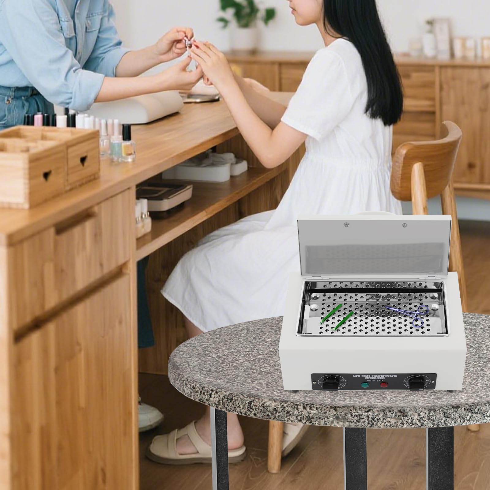 Esterilizador de tatuaje en autoclave de vapor a 200 °C, esterilizador de temperatura, herramienta de metal de alta temperatura, caja de limpieza con temporizador, manicura, uñas para salón de belleza