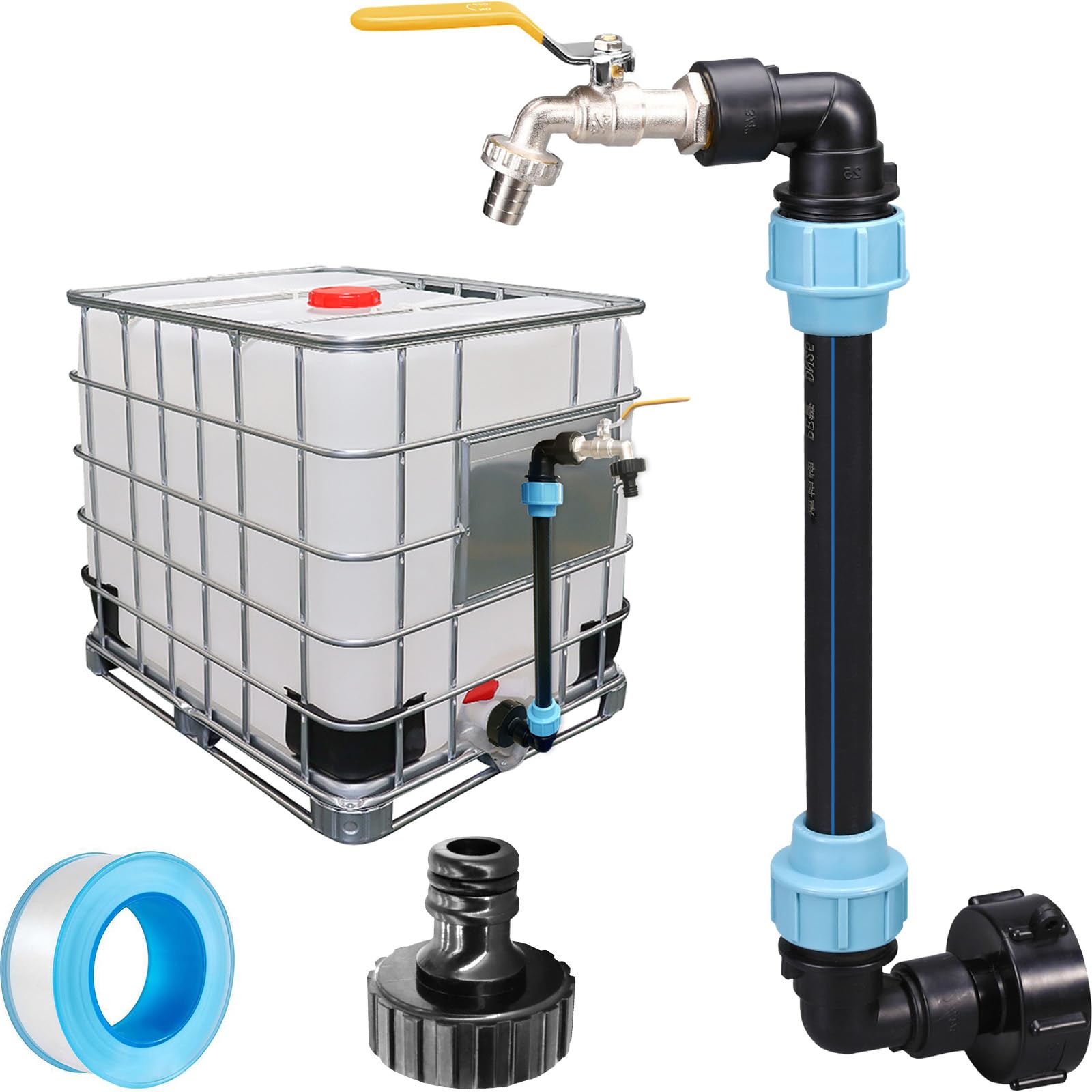 IBC kran spustowy łabędzia szyja 3/4", S60x6 zawór wodny zawór odcinający do wygodnego napełniania konewki, adapter IBC, akcesoria zbiornika IBC 3/4 cala do zbiornika na wodę deszczową, beczki na wodę