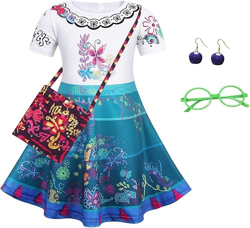 HenzWorld Vestido Mirabel para niñas, disfraz de la familia Madrigal, disfraz de Isabella para fiesta de cumpleaños, ropa de regalo
