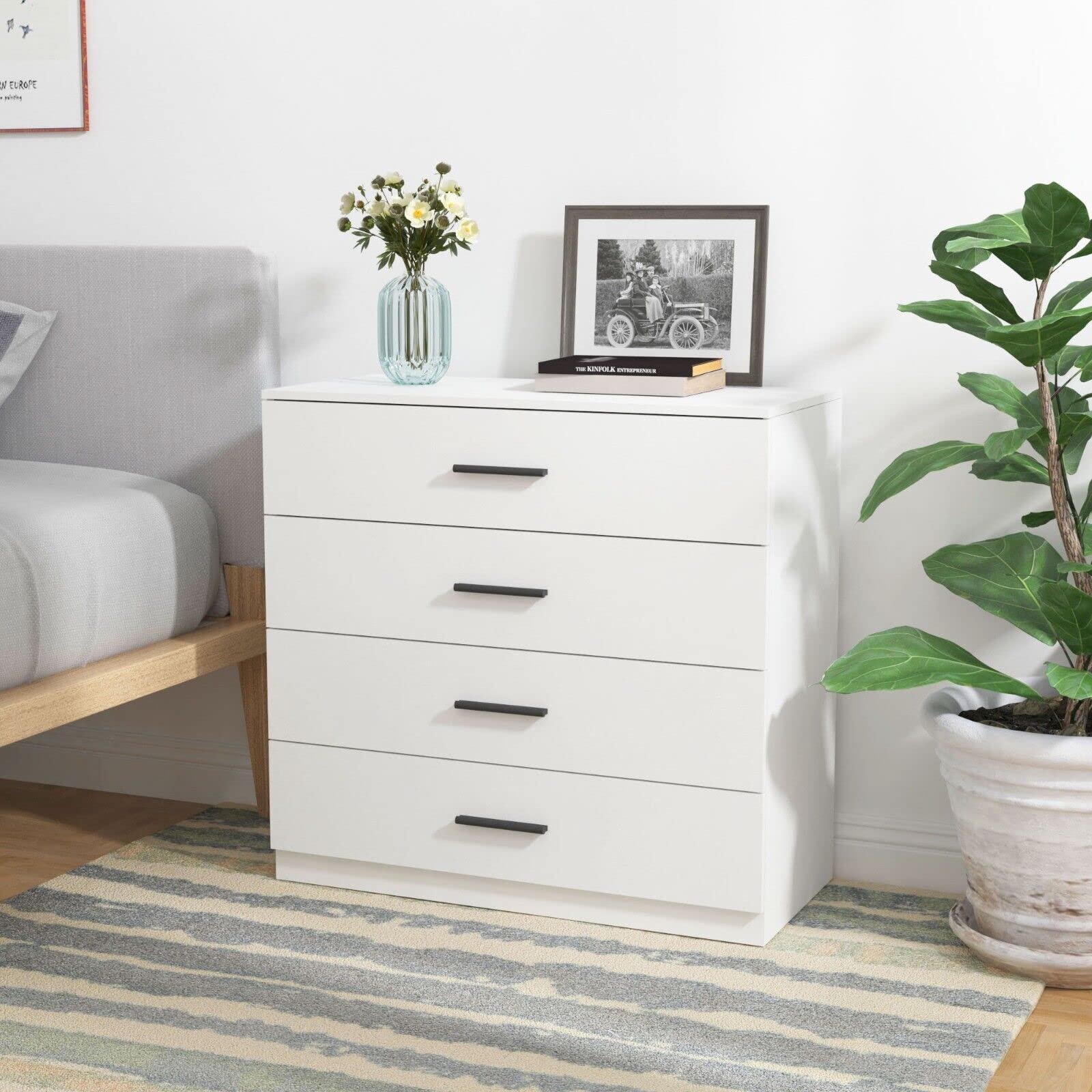 Sponsored Ad – URBNLIVING White Wooden Bedroom Furniture Cabinet Chest of Drawers Dressing Table Wardrobe - 4 Draw Cabinet