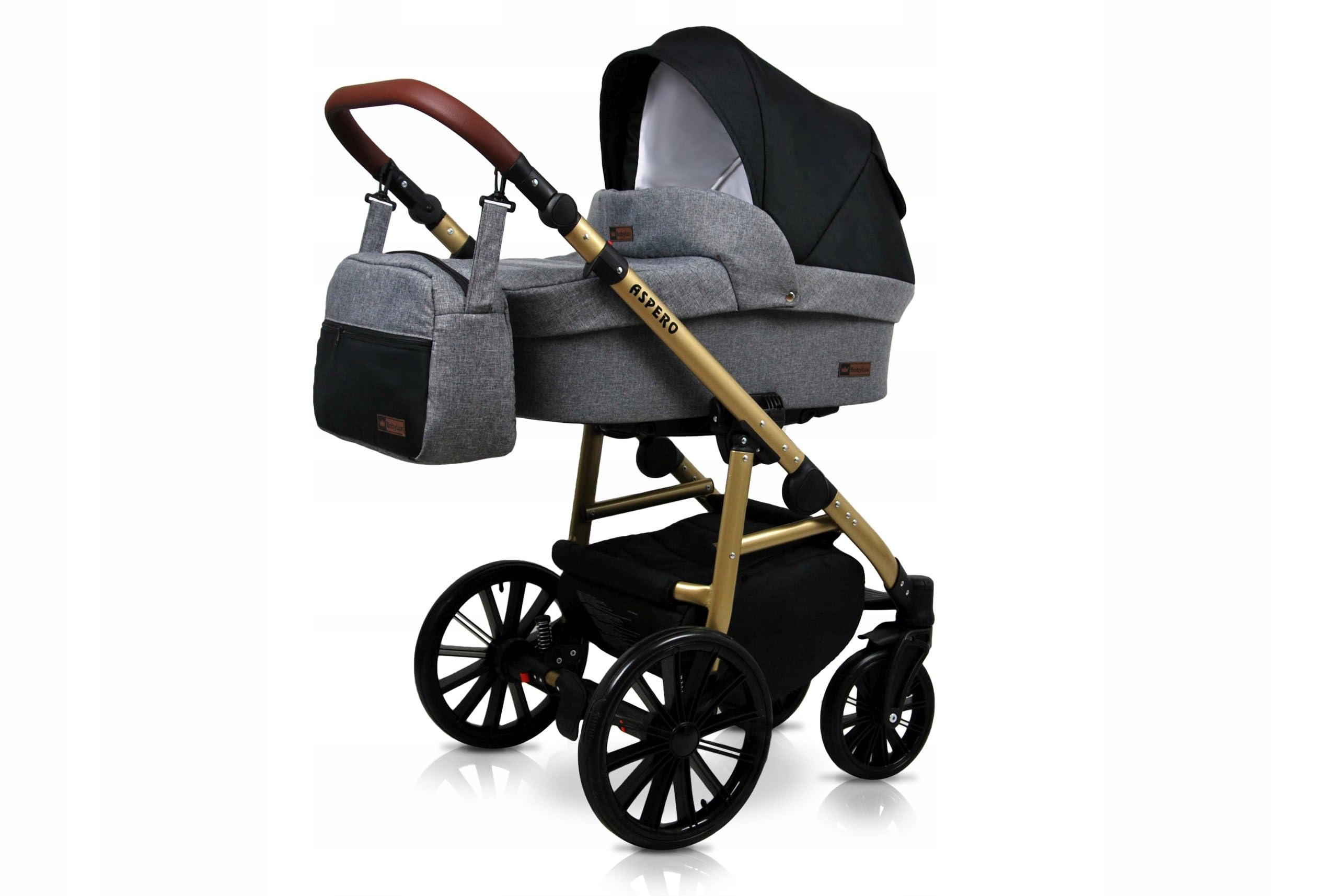 BabyLux® Carrito de Bebé Sistema de Viaje Set 3 en 1 - Aspero - incl. Capazo, Silla de Paseo, Silla Coche - Cochecito - con Bolso cambiador, Cubierta para la lluvia, Mosquitera etc.