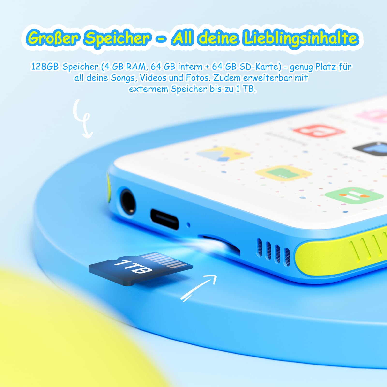 Lecteur MP3 128Go Bluetooth WiFi pour Enfant, Lecteur MP4 Android 13 écran Tactile 4 Pouces Batterie 2000mAh, Compatible Spotify, Pandora, Deezer, Audible, Play Store