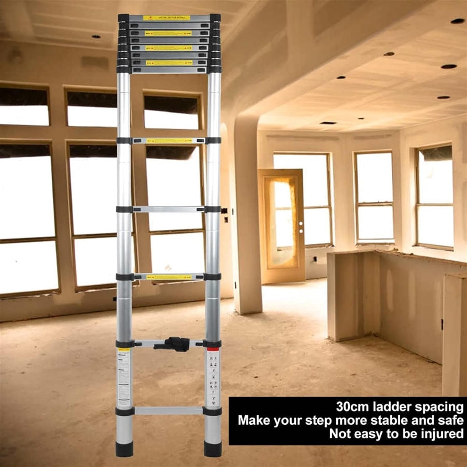 Telescopic Ladder Telescopic Ladders Multi-Purpose Extendable Ladder Telescopic Ladder Aluminum Telescoping Ladder for 8m/ 7m/ 6.2m/ 5m/ 4m/ 3.8m/ 2.6m Rooftop, Aluminum Extension Telescopic