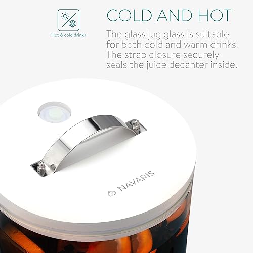 Miniatura 3 de Navaris Dispensador de bebidas con soporte, dispensador de bebidas de vidrio de 1.3 galones (5 litros) con espita de acero inoxidable - Bebidas