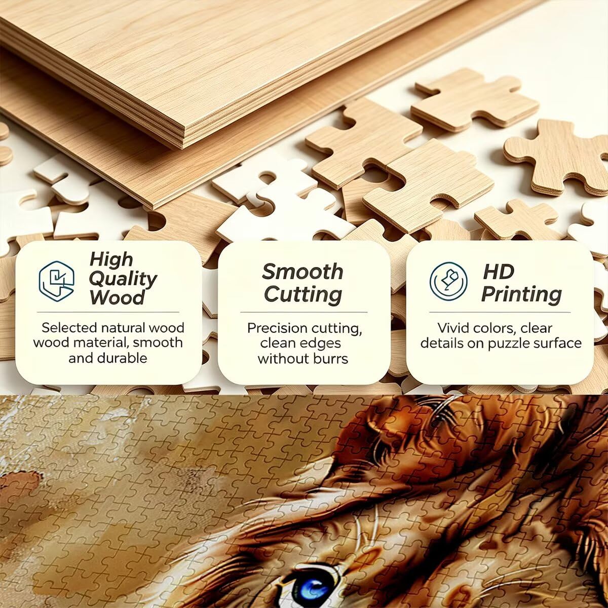 Puzzle 1000 Pezzi, Puzzle Leone, Legno Pezzi, Regalo Donna Uomo -11845