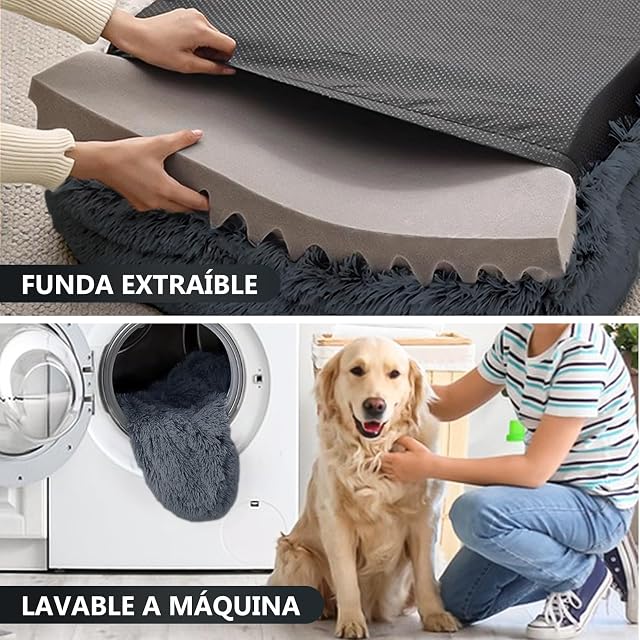 Foto 5 de 7 de DONWEI Cama Ortopédica Perros Felpa Extraíble Antideslizante Lavable Jaula
