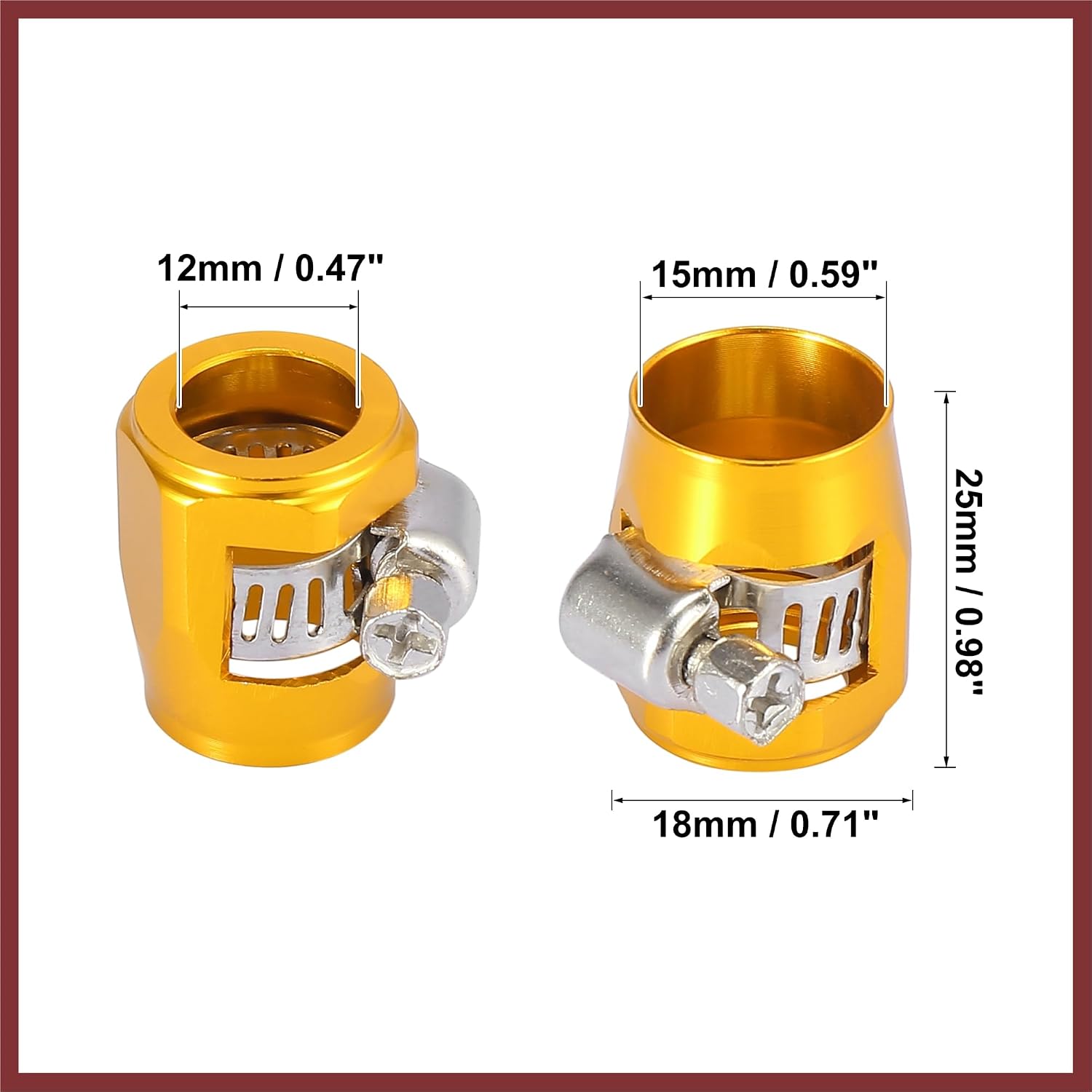4pcs AN6 Hex Car Hose Finisher Flexible Rubber Pipe Clamp with Screw Band Adapter Fitting for Oil Fuel Water Tube Gold Tone Replace Parts