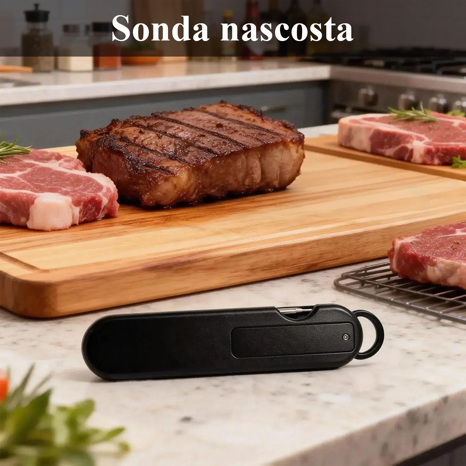 Charmline Termometro di alta precisione, precisione ± 1 °C, termometro per carne, cottura e grigliate, display LCD ad alta risoluzione con retroilluminazione