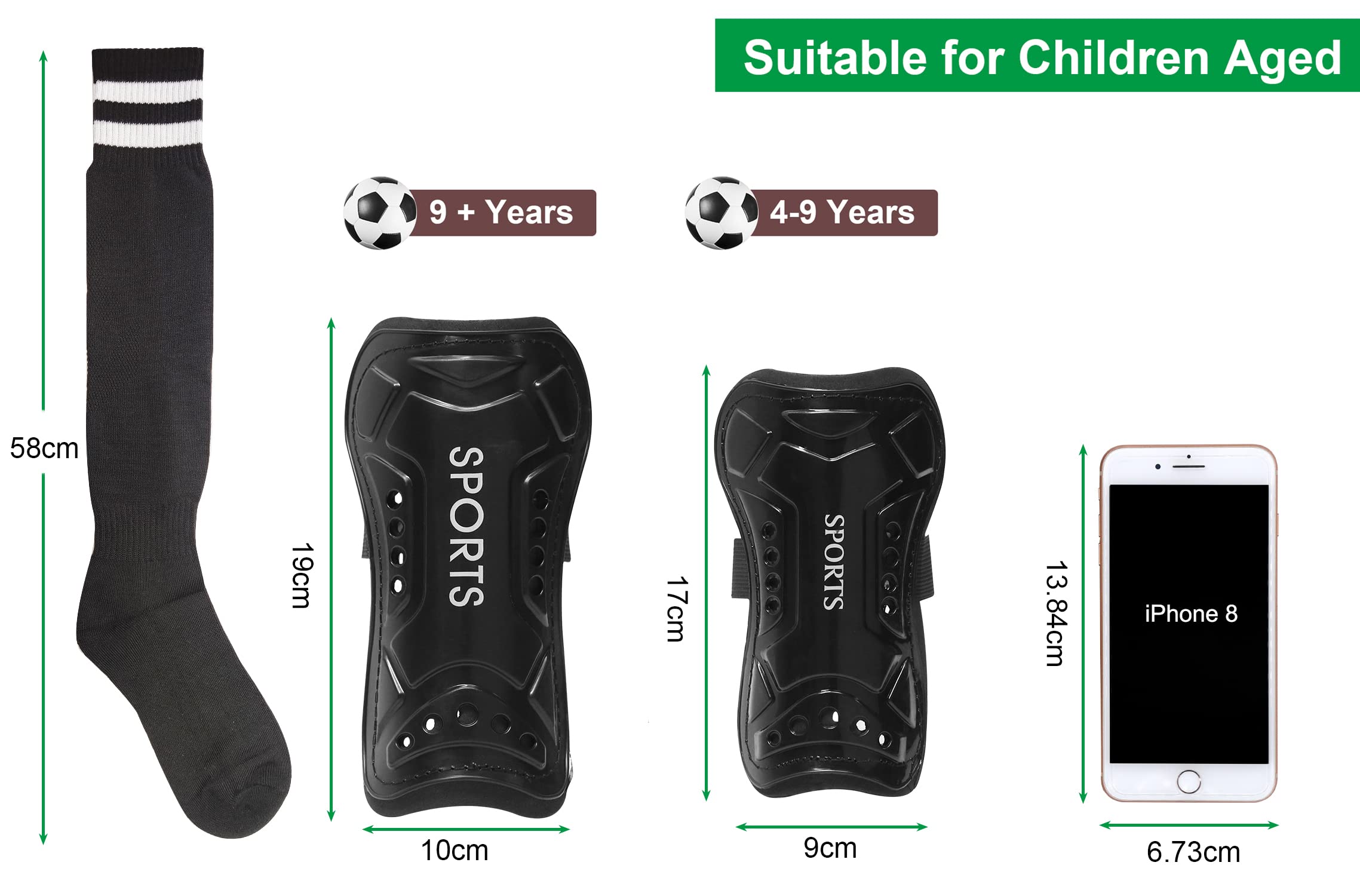 SumDirect Kids Soccer Shin Guards, Large Football Shin Pads for 9+ Years, Youth Child Shin Guards, Child Soccer Shin Pad - Image 2