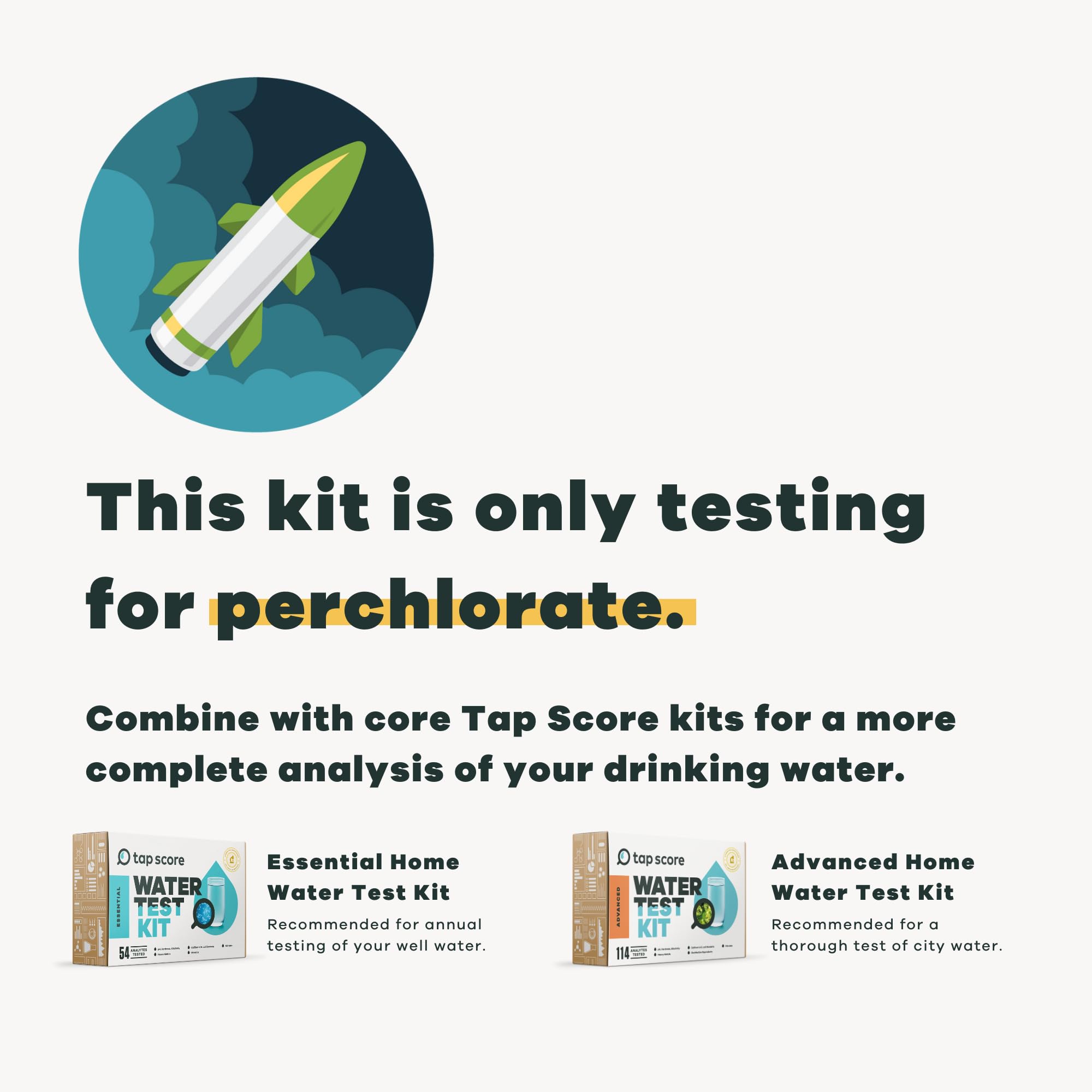 Tap Score Perchlorate in Water Test Kit | Well or City | Full Report | EPA Certified Drinking Water Labs | #1 Best Home Water Test 2021-24 NYT Wirecutter | 100% Unbiased