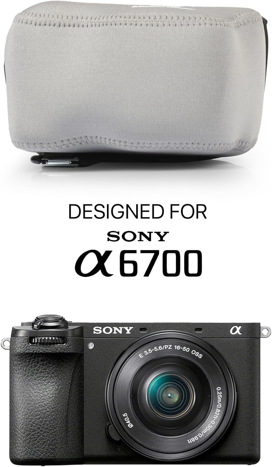MegaGear Neoprene Camera Case for Sony Alpha a6700 (16-50mm) - Stylish and Protective Digital Photography Bag - Gray