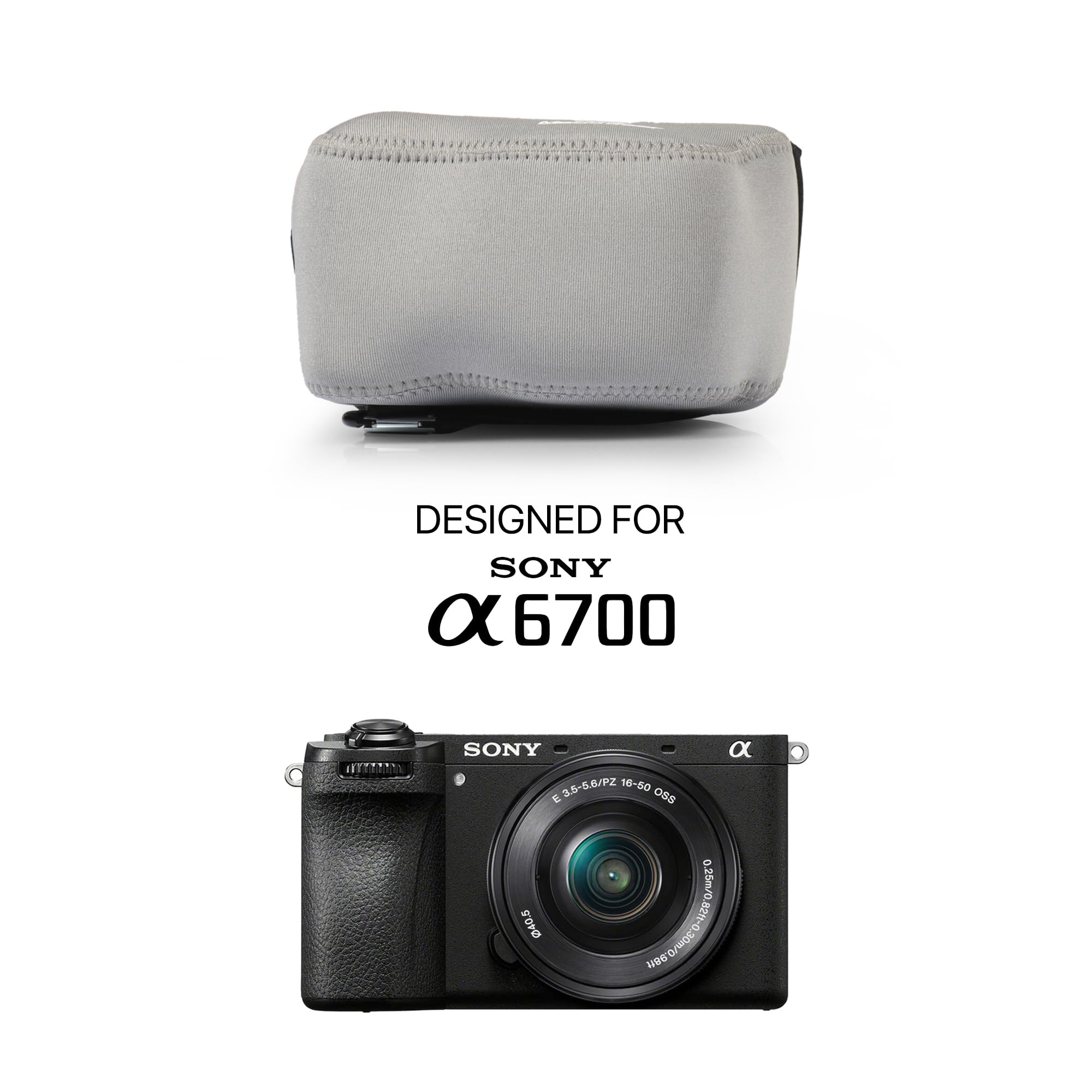 MegaGear Neoprene Camera Case for Sony Alpha a6700 (16-50mm) - Stylish and Protective Digital Photography Bag - Gray - Image 3