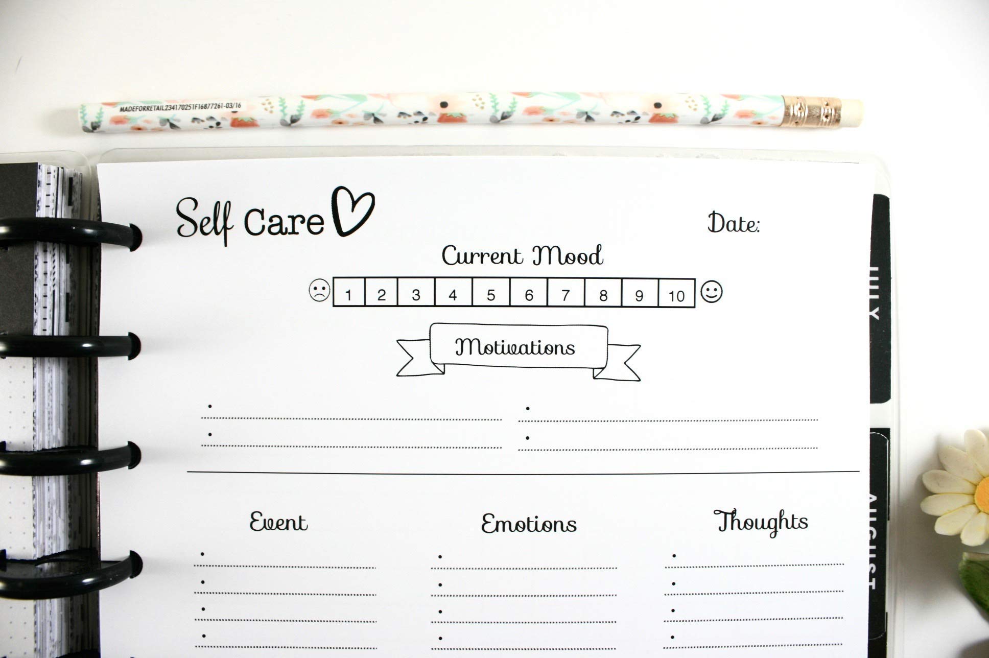 Self Care Inserts for 9-Disc Classic Happy Planner, Classic Happy Planner Wellness Inserts, Wellness Planner (Planner Sold Separately)