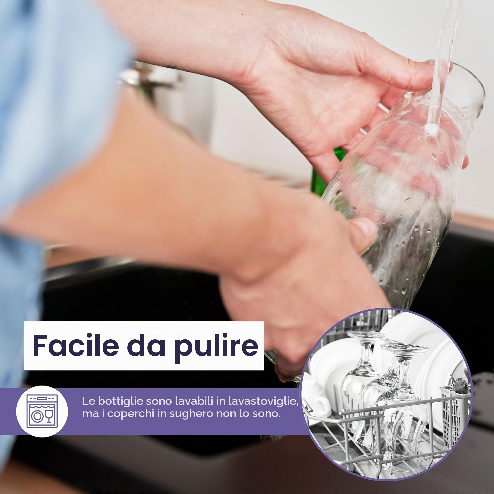 Caraffa per acqua da 1 litro, confezione da 2 caraffe in vetro con coperchio per bevande fredde, latte e succhi di frutta, bottiglie di vetro versatili per conservare detersivi
