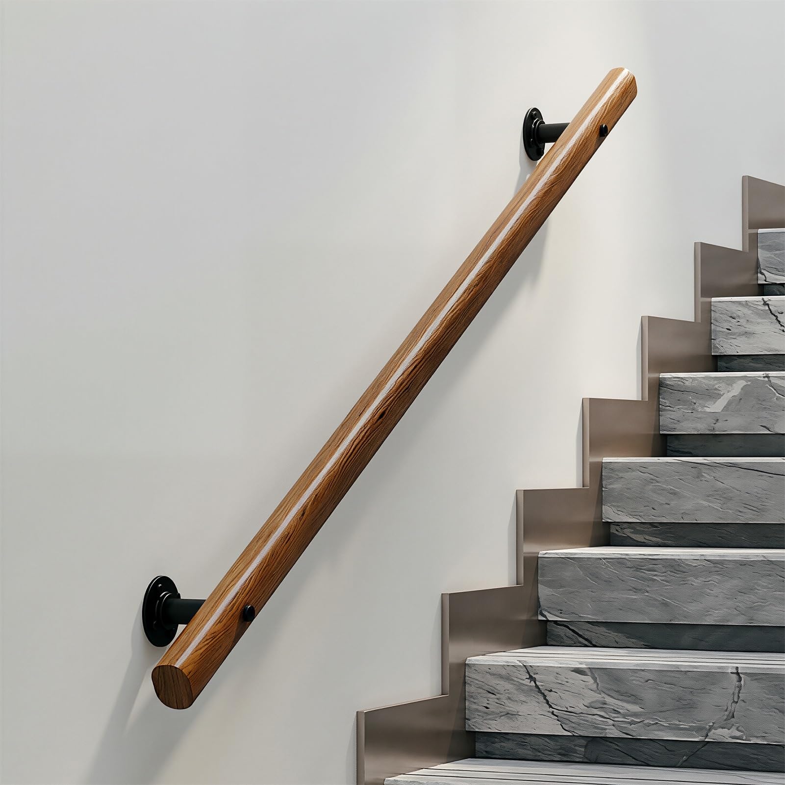Dmchengma One Color Wall Mounted Railing Non-Slip Safety Banister, 12Ft/14Ft/15Ft Wooden Stair Handrail, Easy To Install Hand Rail Grab(9Ft/270Cm)
