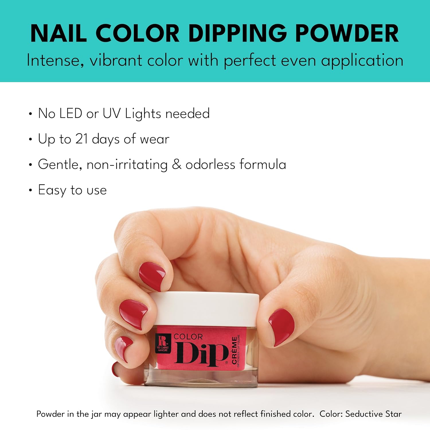 RC Red Carpet Manicure Dip Nail Powder Starter Kit - No UV/LED Needed, Long-Lasting, Non-Irritating, Odorless, Vibrant, Up to 21 Days Wear, Easy DIY Manicure at Home.