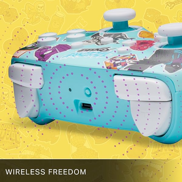 PowerA Enhanced Wireless Controller for Nintendo Switch, Switch Lite & OLED Model, Rechargeable Bluetooth Gamepad with up to 30 Hours of Play Time, Official: Fortnite Sticker Mania - 5