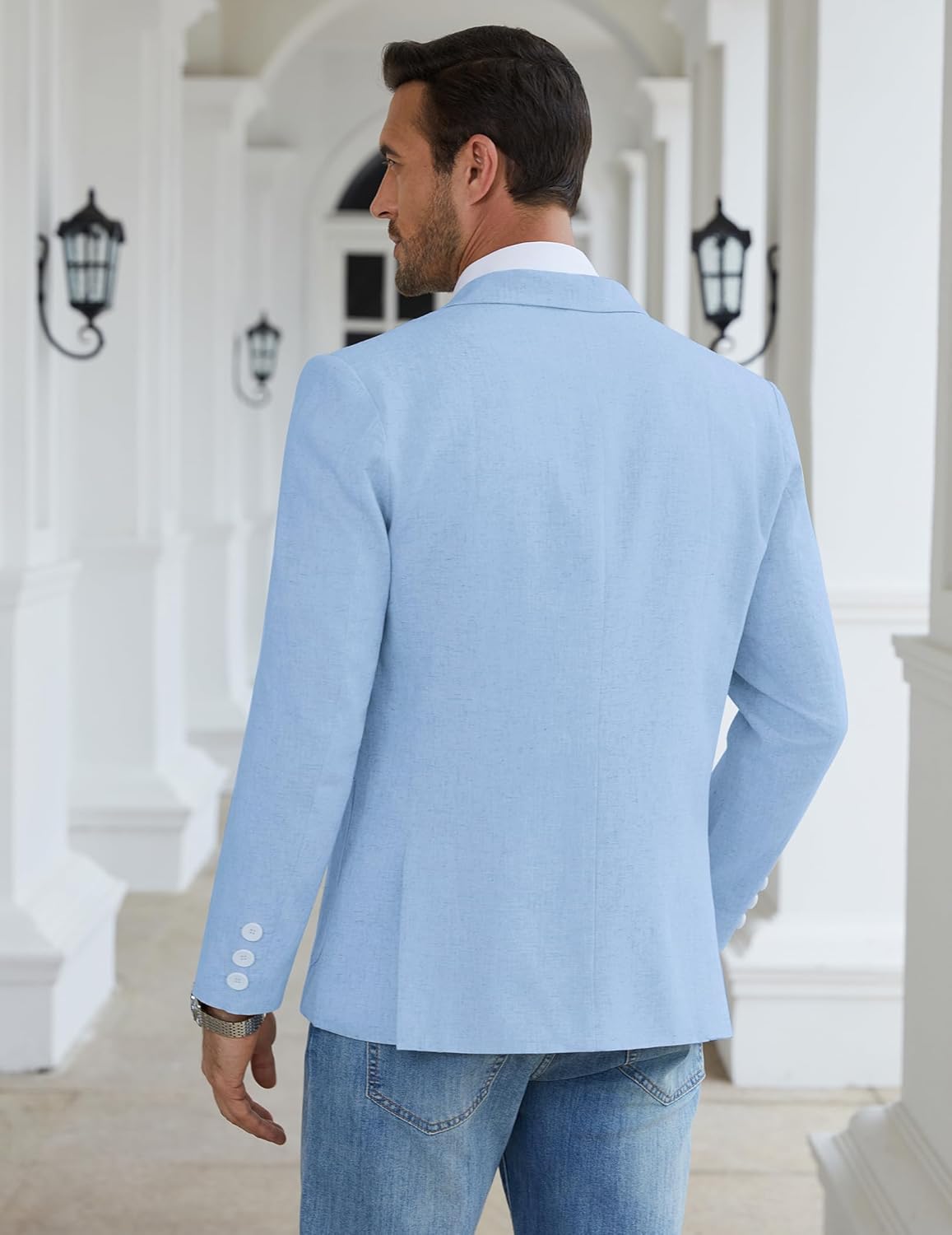 CORSKI Men's Casual Blazer Linen Sport Coat Two Button Lightweight Jackets Business Daily Suit - Image 5