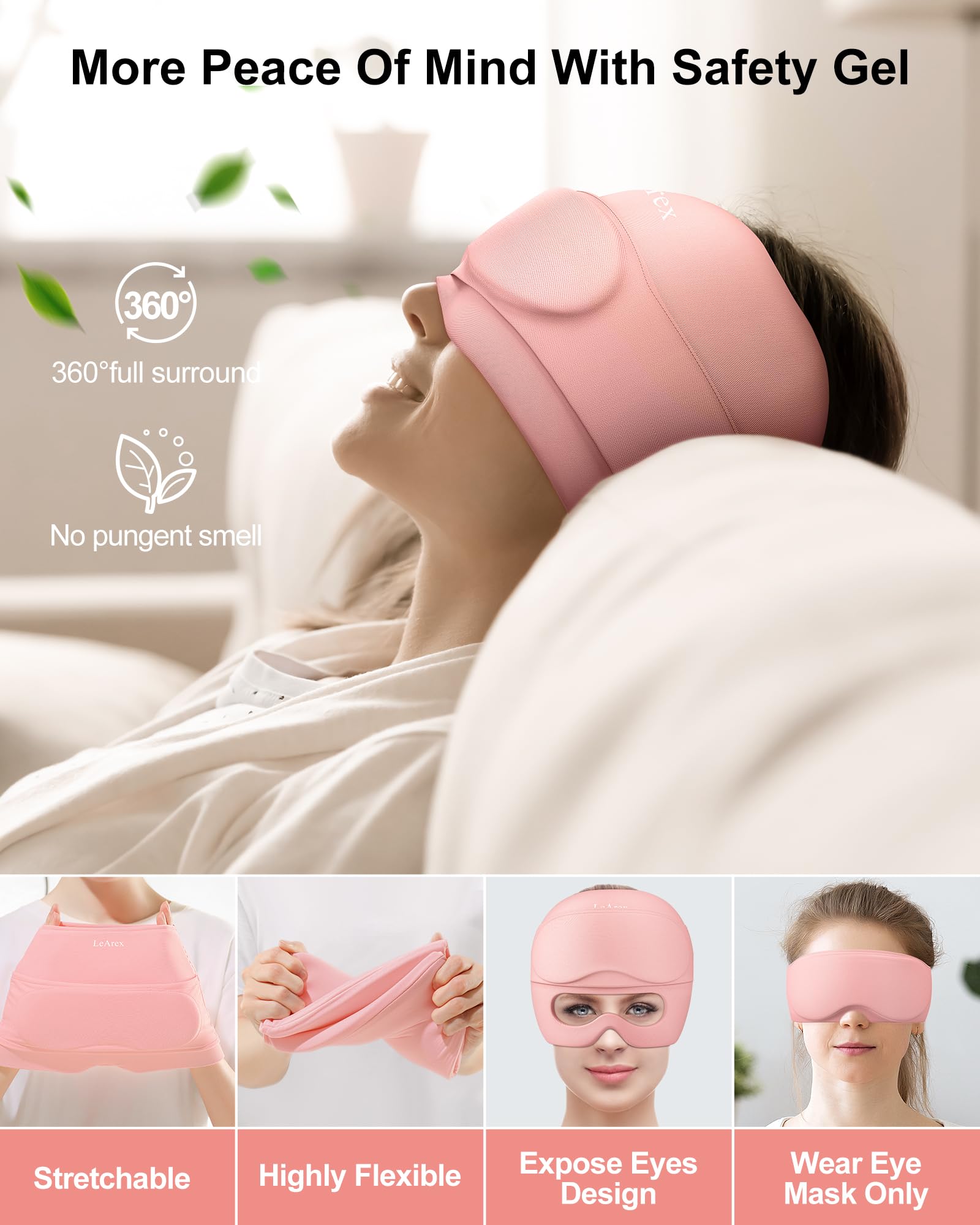 Gorro de alivio de migraña, máscara de ojos de gel desmontable 2 en 1 para terapia de frío y calor, máscara de dolor de cabeza con agujeros para los ojos, paquete de hielo para regalos de cumpleaños