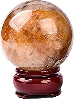 Vista 132 de AMOYSTONE Bola de aventurina azul Natural Cuarzo Cuarzo Cristal Esfera Piedra Bola con Base de Madera