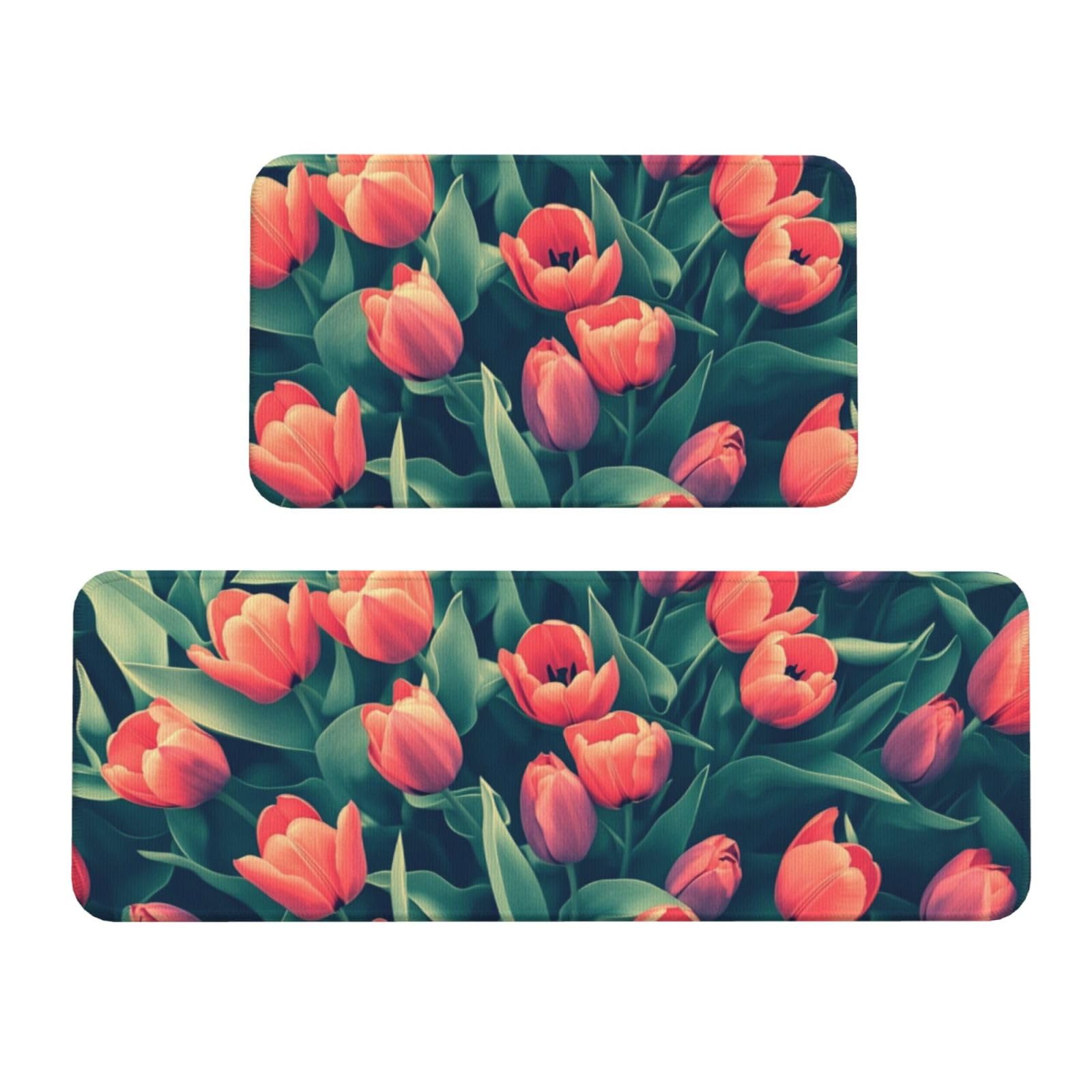 Tapetes de cocina antideslizantes y lavables de 17x47" con diseño acolchado mullido