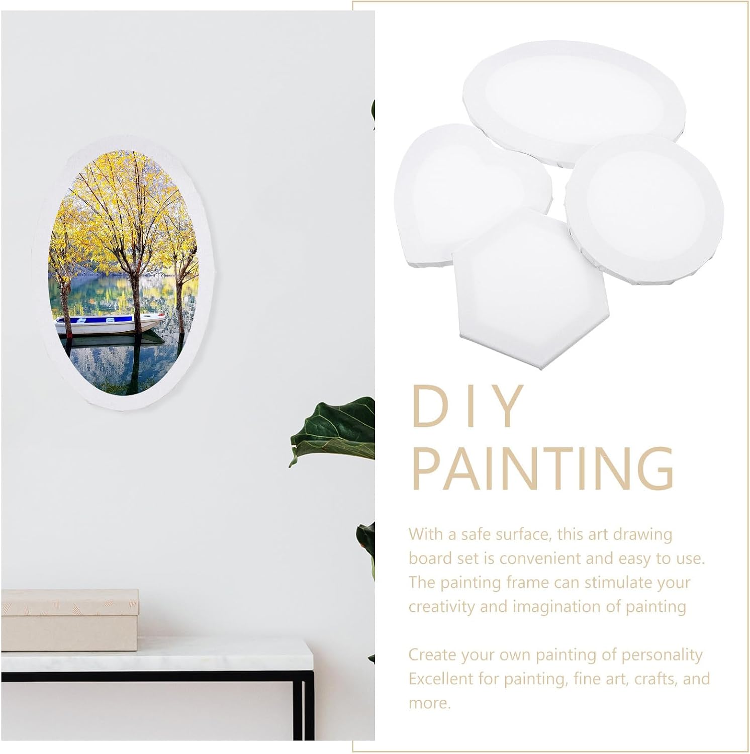 4pcs Creative Painting Boards Set for Beginners, Portable White Wood