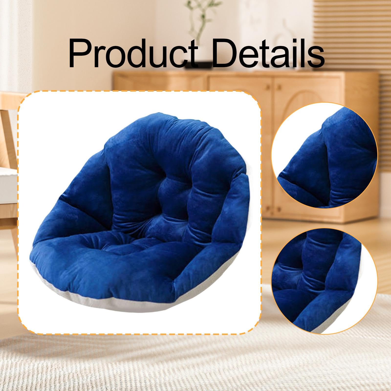MagiDeal Cojín para Silla Colgante Hamaca Grueso Acolchado Antideslizante Tela Lino Resistente Adecuado para Sala de Estar Jardín Balcón Oficina, Azul Profundo, Individual