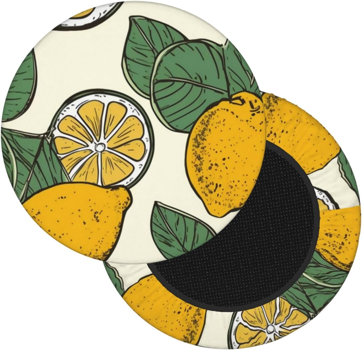 Bar Stool Cover Round Elastic Stool Cushion Covers Lemon Fruit Pattern Bar Chair Cover Washable Stool Cushion Slipcover Stretch Stool Seat Covers for 12-14 Inch Chair