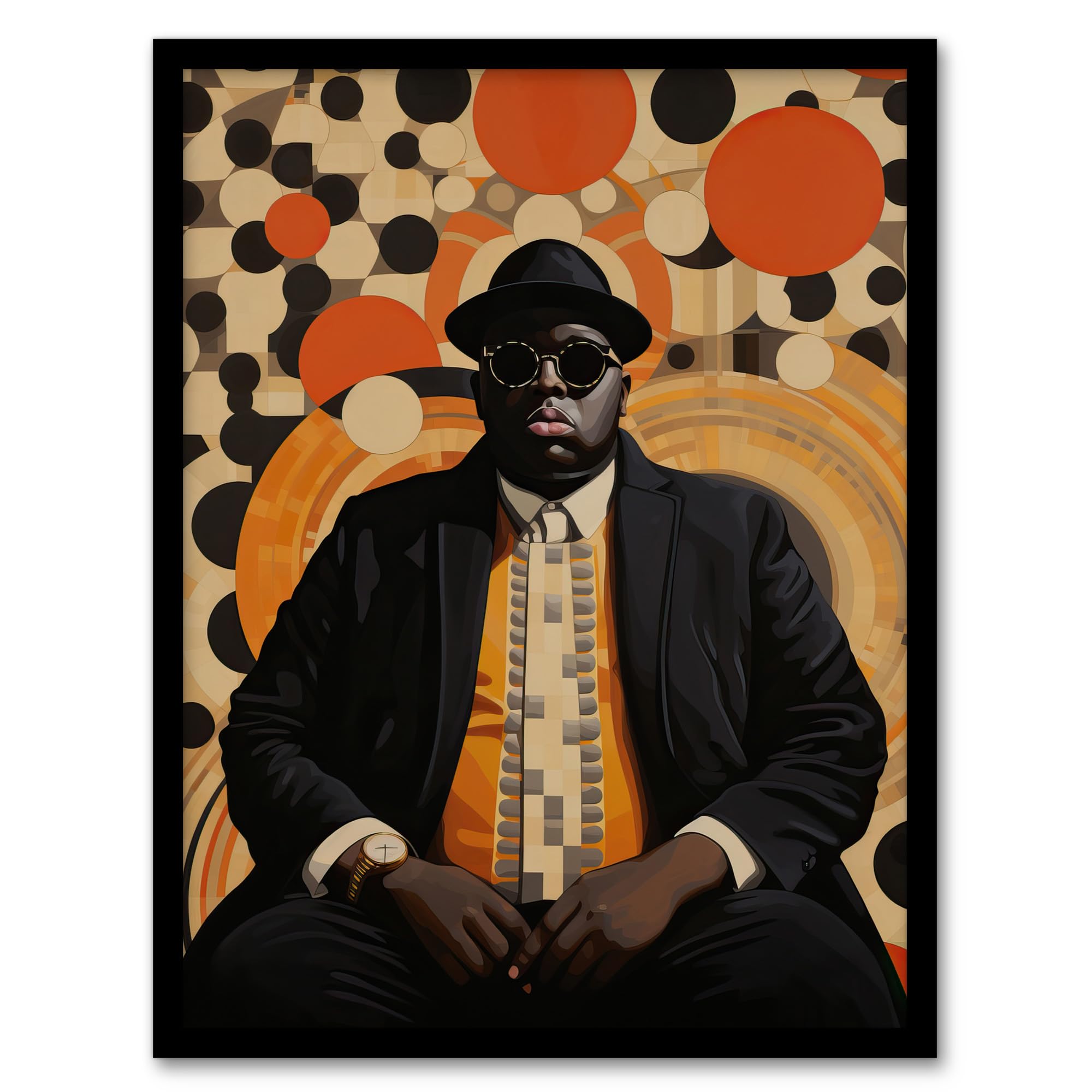 B&Q -  Big Hypnosis Circles Hip Hop Music Portrait Living Room Wall Art PrintA4 Size