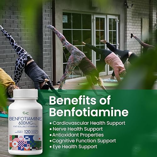 Miniatura 5 de VHC Suplemento de vitamina B1 Benfotiamina de 600 mg, 5 veces soluble en grasa tiamina vitamina B1 - Max Boost biodisponible tiamina B1 niveles -